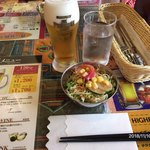 インド料理夢タージマハール吉祥寺 - ランチビールとサラダ