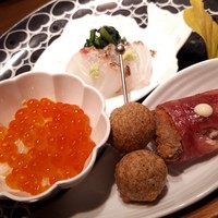ラ・ボンバンス - 「いくら丼」「真鯛の刺身」「エリンギフライ」
                「ポンデ」