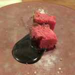 エスパイ クック コウベ -  ●宮崎産ランプ肉はオカダ食品から、そこにも行ってみたいバルサミコ酢ソースが最高