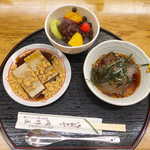 浅野屋本店 - 甘からセット（￥780）。くずもち、あんみつ、ところ天の最強セット！