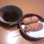 炭匠きしもと - 和牛串カツ　これ一本160円