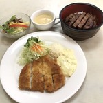 オゼキ分店吉田 - ステーキ丼 ８５０円   チキンカツ単品タルタル多め７５０円