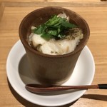 一碗水 - 冬菜魚片竹筒飯(ホウセキハタと白菜のにんにく漬けを合わせた竹筒ご飯)