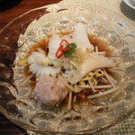 花梨 - 前菜　イカの湯引き　海老団子