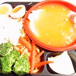 そらのいろ麹町本舗 - ムール貝のベジつけそば　※めっちゃ日光ガンガンだったもので、、、