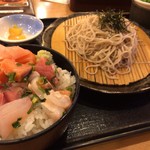 さかなや道場 - そば + ミニ海鮮丼 ¥600