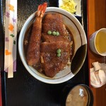 とんかつ なにわ - ロース丼1000円＋大海老500円で贅沢な丼になりました！