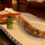 もっくもっく - お通し（野菜とメヒカリの唐揚げ）