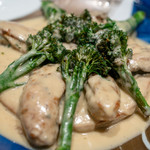 わいん食堂 Chez とし - 2018.11 カキのソテーとパンケーキ ゴルゴンゾーラソース（1,800円）