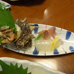 旅館 網元 - サザエの刺身　壱岐剣(ケンサキイカ)　鯖の刺身