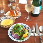 ブリコラージュ ブレッド アンド カンパニー ダイニング・カフェ - 先日から始まったカボチャのポタージュ、スイートでおいしい♡　セットドリンクを、プラス料金で加賀棒茶に。すっきりおいしい♪　20181115