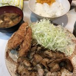 とんかつ三太 - 生姜焼き定食ヒレカツ付き