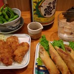 おぎ野 - カキフライ、キャベツとコンビーフ春巻き
