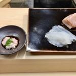 日本橋蛎殻町 すぎた - 鰤とかわはぎ かわはぎは肝醤油で