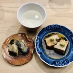 日本橋蛎殻町 すぎた - あん肝 牡蠣の味噌漬け