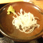 磊庵はぎわら - せいろ蕎麦の薬味（ネギとわさび）