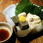 高瀬川 くりお - コース料理「湯葉と生麩のお刺身」