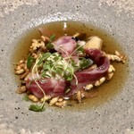 sincere - 厚岸の牡蠣 原木椎茸のコンソメ 馬肉のアクセント2