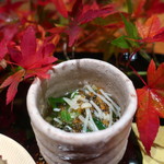 日本料理 幸庵 - 芹、とんぶり、えのきの和え物