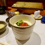 鮨匠 のむら - ［2018/11］酒肴⑨ 茶碗蒸し いくら30秒漬け さつまいも 菜の花