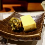 鮨匠 のむら - ［2018/11］酒肴② 出汁巻き玉子ととびうおのちき揚げ