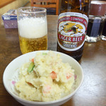 なかとら食堂 - ビール小瓶＆ポテトサラダ