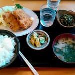 お食事処常 - 私は日替わり　串カツ定食　ご飯大盛り　７５０円＋１００円