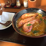 中国四川料理 天府仙臺 - 2018年11月。期間限定の「赤海老の唐辛子煮込み麺」850円。