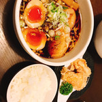 一力亭 - 唐揚げセット 980円 トッピング煮卵100円