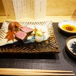 おにく 花柳 - 2018年11月利用。和牛シャトーブリアン 栗渋皮煮