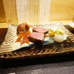 おにく 花柳 - 2018年11月利用。和牛シャトーブリアン 栗渋皮煮