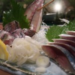 冨久栄鮨 - 鯵の刺身としめ鯖