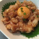 横濱モダン焼き 重 - 赤エビのユッケ