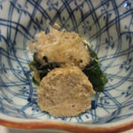 蕎麦　もり木 - 鶏団子とほうれん草のお浸し