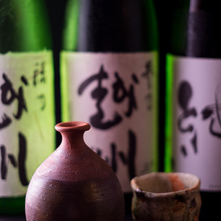 A wide selection of sake, including those that go well with fish