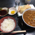 きよひら - カレーうどん定食 天ぷら、ライス付 1,170円
