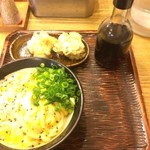 うどん 丸香 - 釜たまカルピスバター＋かしわ天
                                写真ミスった⤵︎