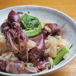 Omoya Shokudou Ittam Momme - ホタルイカと山菜の炊き込み