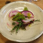 Table TOMATO - キジハタのサラダ、柚子と紫大根