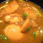 つけ麺 五ノ神製作所 - 海老つけのつけ汁、味玉に柔らか三角メンマ