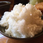 とんかつ ひろまつ - ご飯。柔らかめ。お茶碗可愛かったなあ。