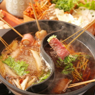 "Kushi-shabu" made with plenty of ingredients delivered directly from the farm