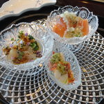 表参道うかい亭 - 冷前菜三種　帆立　オマール　スモークサーモン