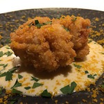 カーサ・デル・チーボ - くもこのグリッシーニ揚げ 帆立のクリームソースにボッタルガ