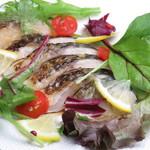 Grilled mackerel carpaccio