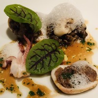 FURUYA　augastronome - ヤリイカのファルシ　牛タンのブレゼ　レンズ豆添え　ミルクの泡