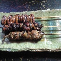 石ばし - 串焼き３種　レバー、肝、ひれ