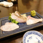 蒼凛 - 本日の刺身 タチウオ、カンパチ、タイの盛り合わせ