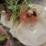 びすとろ UOKIN - 2011/09 ＵＯＫＩＮ名物 海の幸のカルパッチョ(活ダコ)。