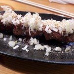 もつ焼き えるびす - ねぎレバーです